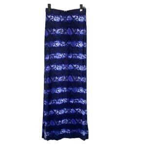 Michael Kors MK Blue Tie Dye Double Side Slit Long Maxi Skirt Women Sz XS